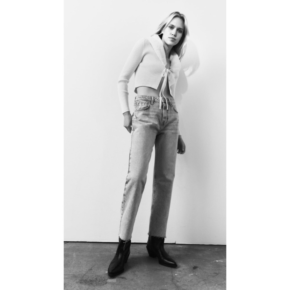 Zara High Rise Straight Leg Jeans - Picture 15 of 16